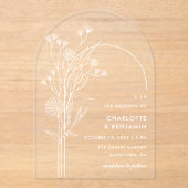 Weiße Wildblume Moderne Minimalistische Bogenhochz Acryleinladungen (Vorderseite)