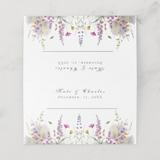 Weiße Wildblume Platzkarte (Außenseite Aufgefaltet)