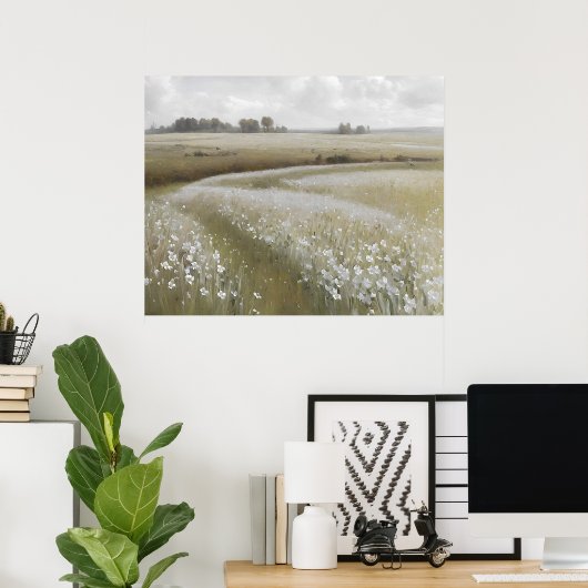 Weiße Wildblume Poster (Heimbüro)