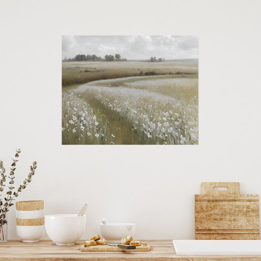 Weiße Wildblume Poster (Küche)