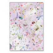 Weiße Wildblume Rosa Hochzeitstablette Zeichen Tischnummer (Rückseite)