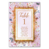 Weiße Wildblume Rosa Hochzeitstablette Zeichen Tischnummer (Vorderseite)