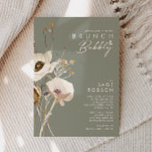Weiße Wildblume Sage Green Brunch und Bubbly Einladung