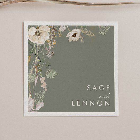 Weiße Wildblume | Sage Green Wedding Serviette