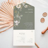 Weiße Wildblume Sage Wiese Siegel und senden All In One Einladung