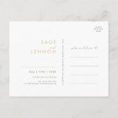 Weiße Wildblume Save the Date grün Einladungspostkarte (Rückseite)