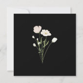 Weiße Wildblume Schwarz-weiße Hochzeit Einladung (Rückseite)