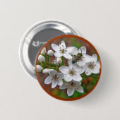 Weiße Wildblume und Bienenfliegen Button (Vorne & Hinten)