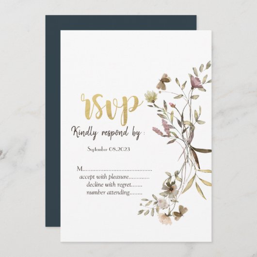 Weiße Wildblume Wasserfarbe UAWG Einladung (Vorne/Hinten)