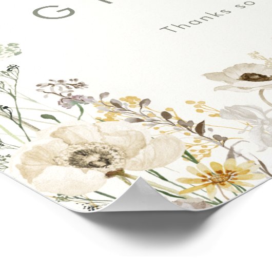 Weiße Wildblume Wiese Elfenbeinkarten und Geschenk Poster (Ecke)
