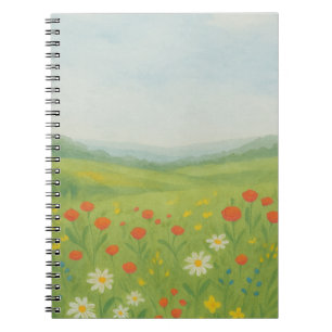 Weiße Wildblume Wiesen Landschaft Notizblock
