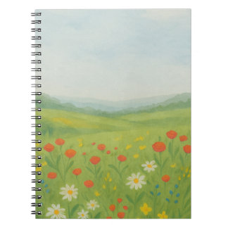 Weiße Wildblume Wiesen Landschaft Notizblock