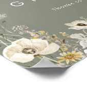 Weiße Wildblume Wiesenkarte und Geschenke Poster (Ecke)