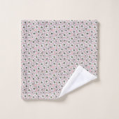 Weiße Wildblumen auf Rosa Badhandtuch Set (Waschlappen)