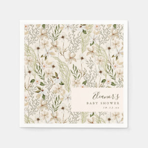 Weiße Wildblumen-Baby-Shower Geschlechtsneutral Be Serviette