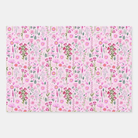 Weiße Wildblumen Blumenfarben Muster Geschenkpapier Set (Vorderseite 3)