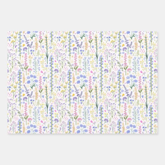 Weiße Wildblumen Hübsches Frühjahrsmuster Geschenkpapier Set (Vorderseite)