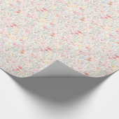 Weiße Wildblumen in Rosa Gelbgrün Geschenkpapier (Ecke)