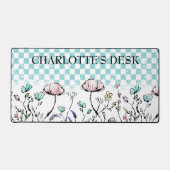 Weiße Wildblumen mit Prüfmuster Schreibtischunterlage (Vorderseite)