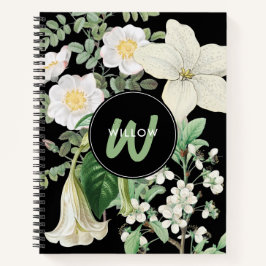 Weiße Wildblumen mit weißer Farbe zeigen grünes Mo Notizblock