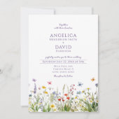 Weiße Wildblumen Schmetterlinge Hochzeit Einladung (Vorderseite)