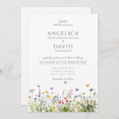 Weiße Wildblumen Schmetterlinge Hochzeit Einladung (Vorne/Hinten)