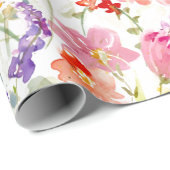 Weiße Wildblumen| Wasserfarbe Geschenkpapier (Rolleneckpunkt)