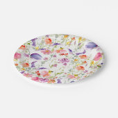 Weiße Wildblumen| Wasserfarbe Pappteller (Schrägansicht)