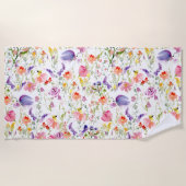 Weiße Wildblumen| Wasserfarbe Strandtuch (Vorderseite)