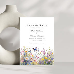Weiße Wildblumen Weiden Save the Date