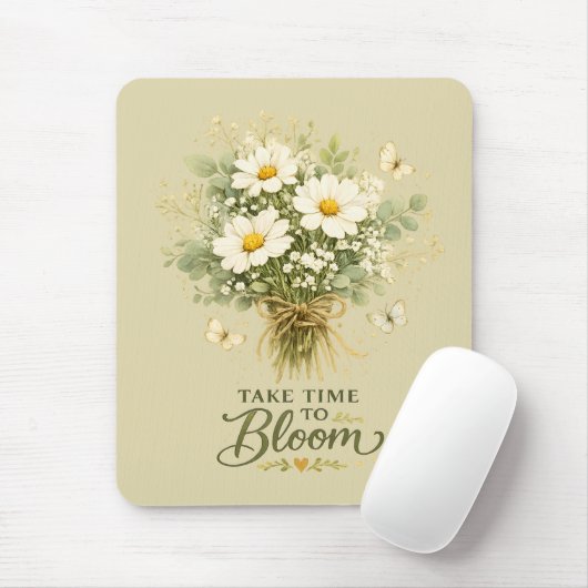 Weiße Wildblumenbouquet Mousepad (Mit Mouse)