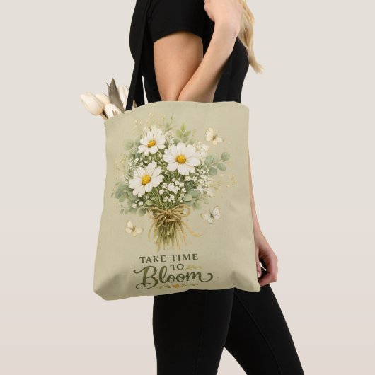 Weiße Wildblumenbouquet Tasche (Von Nahem)