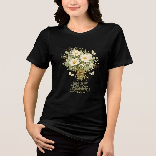 Weiße Wildblumenbouquet Tri-Blend Shirt (Vorderseite)