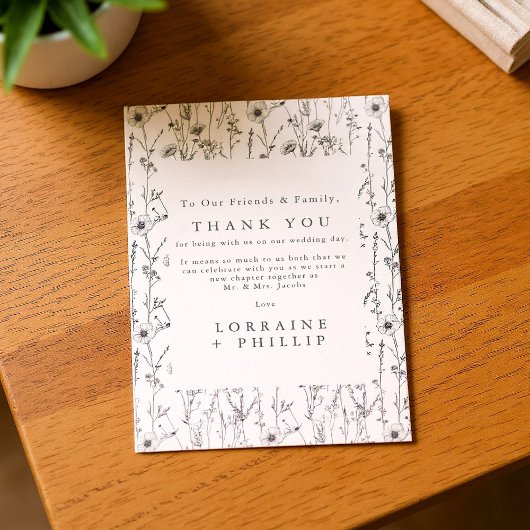 Weiße wilde Blume nahtlos Muster Hochzeit Dankeskarte