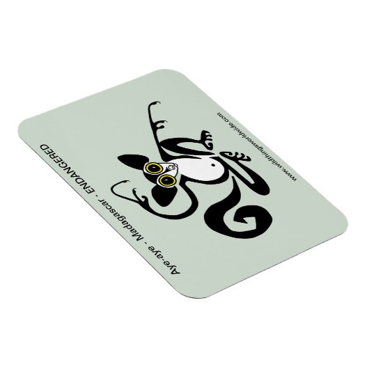 Weiße Wildtiere - Handgezeichnetes AYE-AYE - Magnet (Rechte Seite)