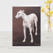 Weiße Windhund-Hundekunst-Gruß-Karte Karte (Gelbe Blume)