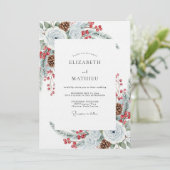 Weiße Winter-Blumenmalerei-Hochzeit Einladung (Stehend Vorderseite)