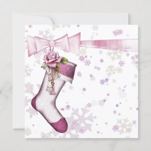 Weiße Winter Rosa Schneeflocke Baby Shower Einladung