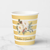 Weiße Winterblumen Hochzeitspapierbecher Pappbecher (Vorderseite)