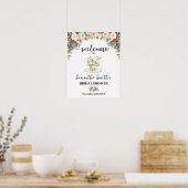 Weiße Winterblumen Willkommen Tee Brautparty Poster (Küche)