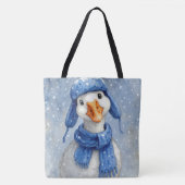 Weiße Wintergans mit blauem Schal Tasche (Vorderseite)