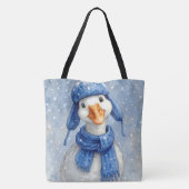 Weiße Wintergans mit blauem Schal Tasche (Rückseite)