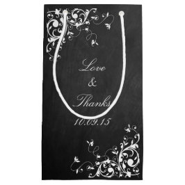 Weiße Wirbel auf Chalkboard-Hochzeit Kleine Geschenktüte