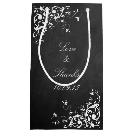 Weiße Wirbel auf Chalkboard-Hochzeit Kleine Geschenktüte (Vorderseite)