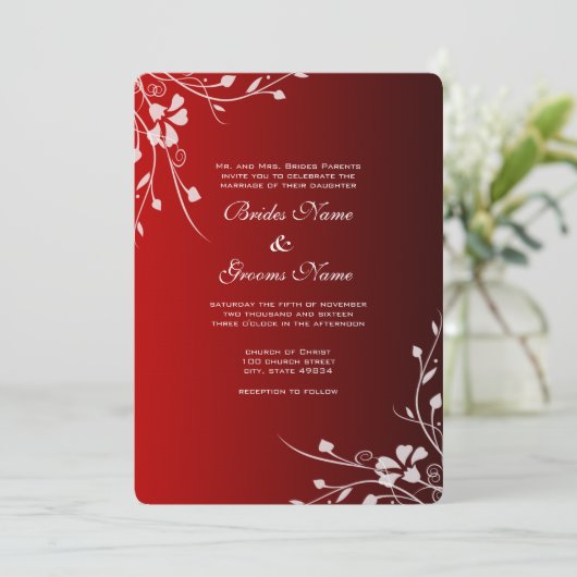 Weiße Wirbel auf Einladung von Red Wedding (Stehend Vorderseite)