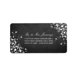 Weiße Wirbel auf Kopfbrett-Hochzeitsmarken Adressaufkleber