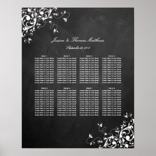 Weiße Wirbel auf Kopfbrett-Hochzeitstabelle Poster