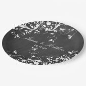 Weiße Wirbel auf Kopfbrett Pappteller (Schrägansicht)