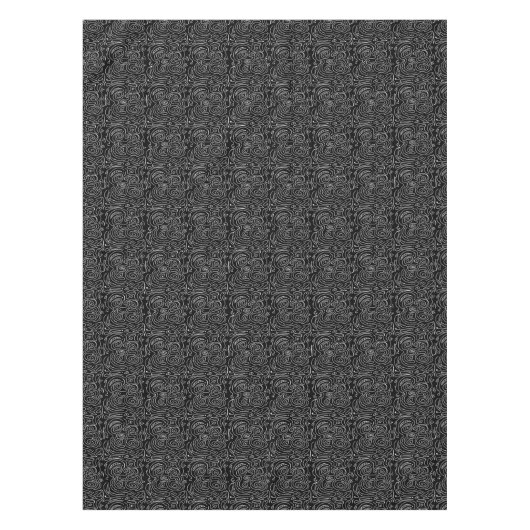 Weiße, Wirble Abstrakte Linien auf schwarzem Table Tischdecke (Vorderseite)
