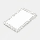 Weiße Wirble Wellenmuster auf weichem Grau Post-it Klebezettel (angewinkelt)